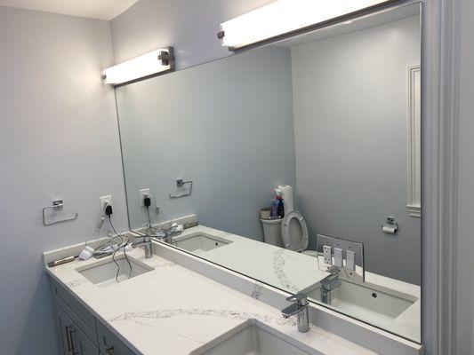 Awesome customer bathroom mirror with cutout for switch.  Great response time and great install!