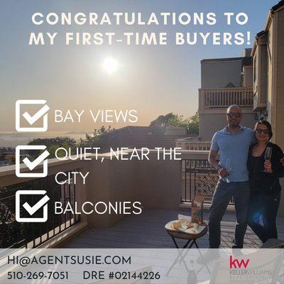 As an Oakland home buyers agent, I helped my first time home buyers find the perfect location in Montclair and set their home goals. Success