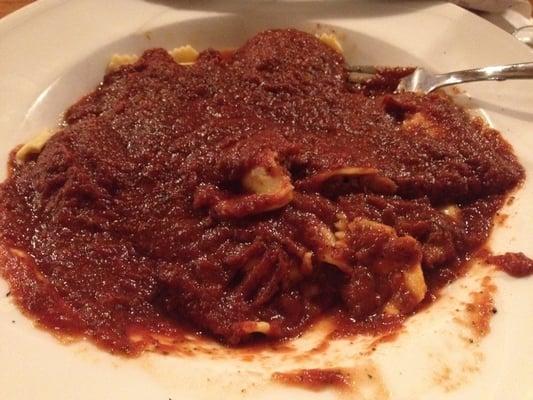 Beef ravioli with meet sauce