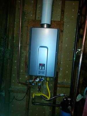 He installed this tankless water heater for me