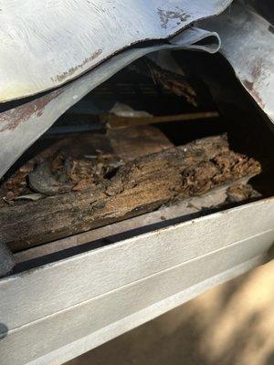 Wood rot roof damage