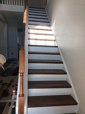 Custom matched stair treads, and updated risers!