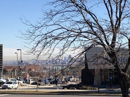 Beautiful view of downtown Denver from K' Bears Massage Dens entrance.