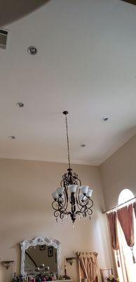 Chandelier and recessed lighting