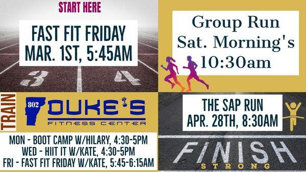 Run It!
New running program starts 3/1. Train for the 2019 Sap Run (or whatever race you choose).