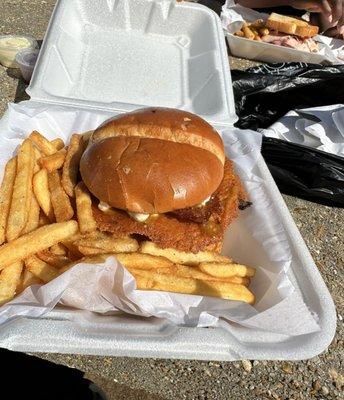 Buffalo Thai Burger & Love at First Bite in background