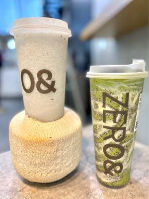 Coconut Zero and Matcha Tornado