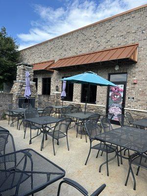 Outside seating with fireplace