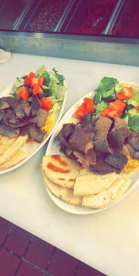 Gyro Plates!!                                    Served W/ Warm Pita, Yellow Rice, Salad.