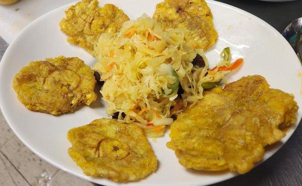 Fried plantain with Haitian pikliz