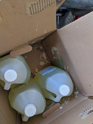 Leaked pool chlorine, this is how i found it when I opened the box.