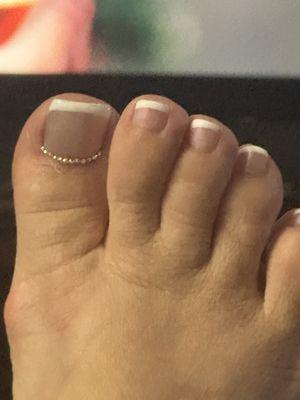 Gel French Pedi w/rhinestones