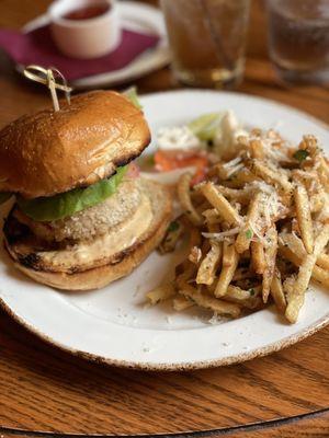 Crab & shrimp cake sandwich