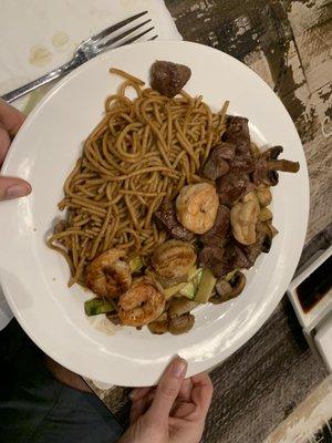 Shrimp and steak hibachi