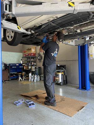 Jin working on the Prius