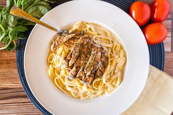 Fettuccine Alfredo with Grilled Chicken