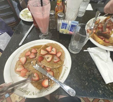 Whole Grain Pancakes Strawberry Shake