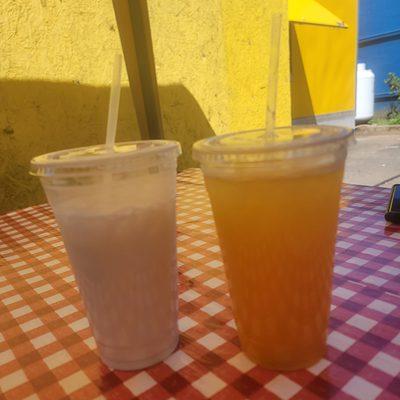 Left Horchata good Marucuya right