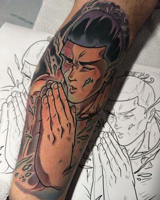 Todo Aoi done by Frankie. He is know for bright color anime tattoos. #animetattoos