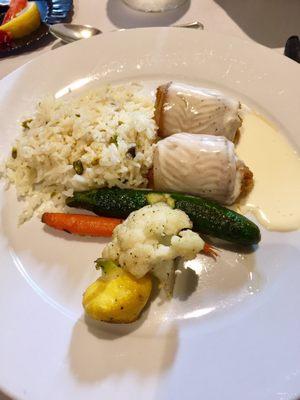 Crab stuffed sole fish