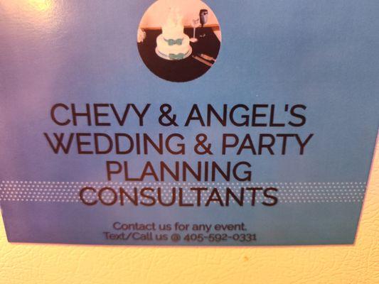 Chevy and ANGEL's wedding and party planning consultants