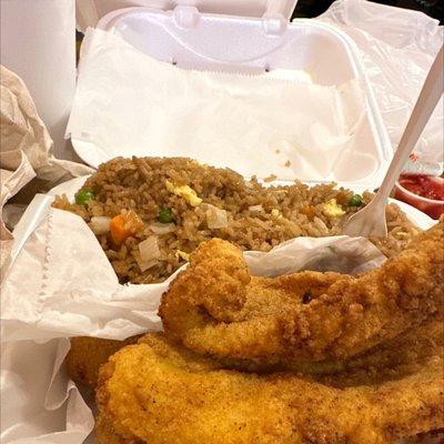 2 Piece Catfish. And shrimp Combo