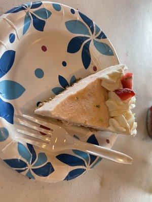 Slice of strawberry margarita pie