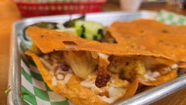 Shrimp quesataco and birria mulita