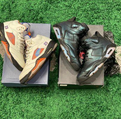 Jordan 5 "International Flight"  Size 8  $135   Jordan 6 "Chameleon"  Size 7.5   $135