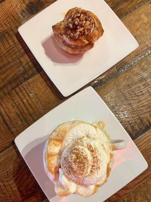 Warm Spiced Apple Cider + Cinnamon Roll