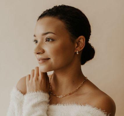 Curved Chunky Studs paired with the Paperclip Necklace.