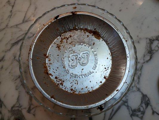 At the bottom of the pie tin is their logo