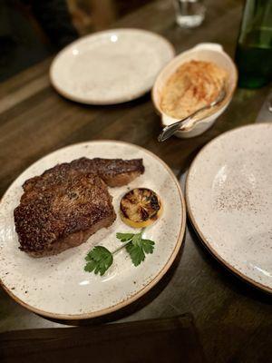 Ribeye and side of whipped potatoes