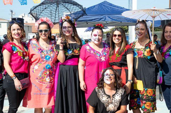 Principal Fletcher and Staff on the Dia de los Muertos Celebraton.