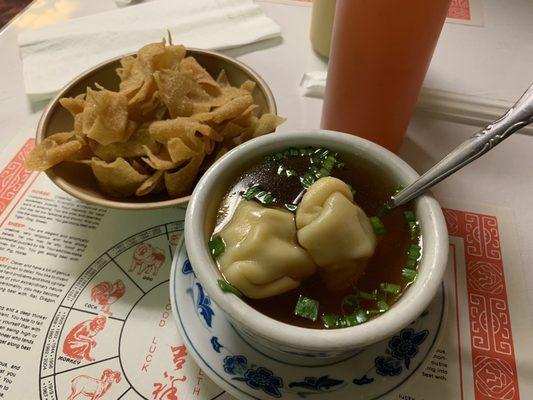 Homemade wonton soup