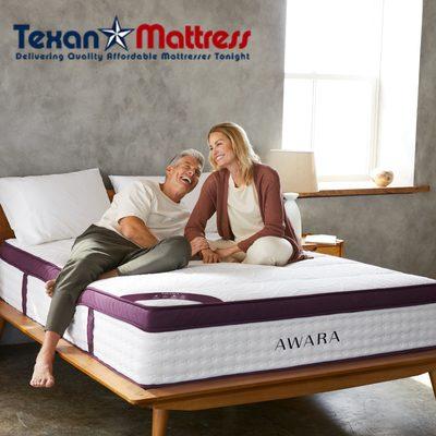 Awara all natural luxury mattresses are in stock and on display now at Texan Mattress