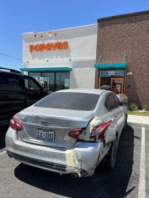 Car that hit me.  She works at Popeyes in Dripping Springs, TX