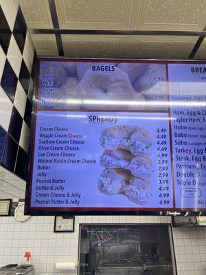 Bagel and spreads price list