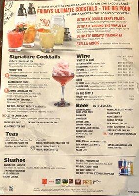 Drink menu