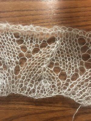 This yearn is so fun!!! Lace weight knitted with a size 10 straight needle in an antique lace. I love it!!