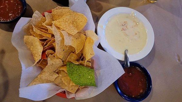 Chips, salsa, queso