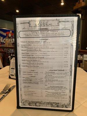 Dinner Menu 8-27-2021