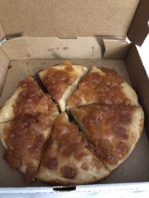 Since when does Dutch apple crunch pizza not have crunch? Ordered 3 different pizzas, none of them were correct.