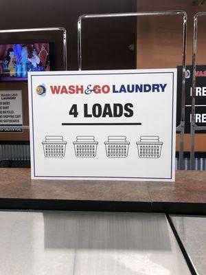 4 loads washing machine sign