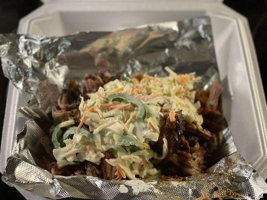 Pulled pork with slaw.