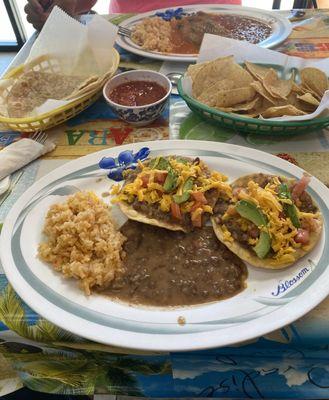 The Wife Tried the Chile-Relleno today, it was Awesome! (Opposite plate) I had my usual!!  Salsa was extra hot today!