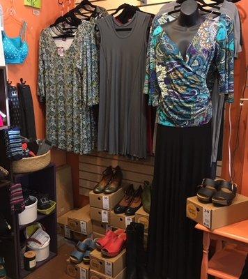 We offer women's clothing and shoes, with an emphasis on small US and fair trade companies.