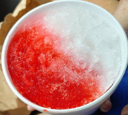 Strawberry and coconut shave ice