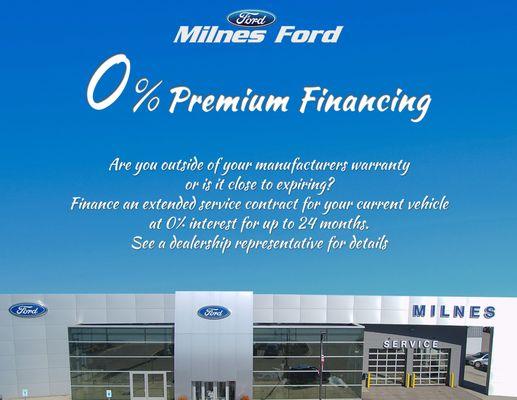 0% APR financing available on extended service contracts!