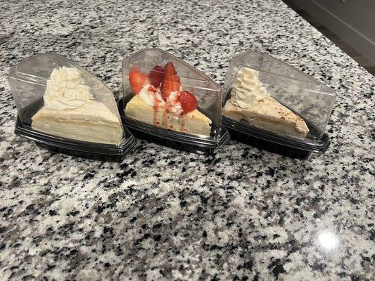 Vanilla Bean Cheesecake; Fruit Topped Original Cheesecake; Peanut Butter Cream